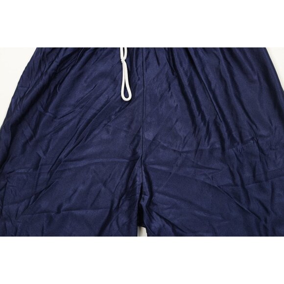 Vintage 90s Wilson Mens Large Blank Silky Nylon Basketball Shorts Navy Blue USA - Picture 3 of 13